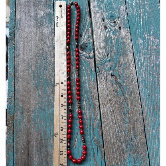 Fashion Necklace Red Glass Millefiori Venetian Metal Spacer‎ Beads Floral 31" - Picture 9 of 9